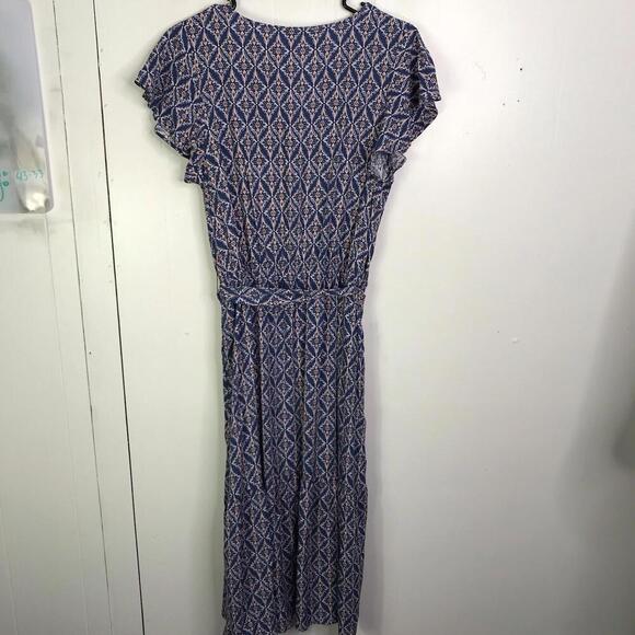 Lucky Brand Dress Womens Large Colorful Tie Waist Flutter Sleeve Midi Tie Waist - Picture 2 of 10